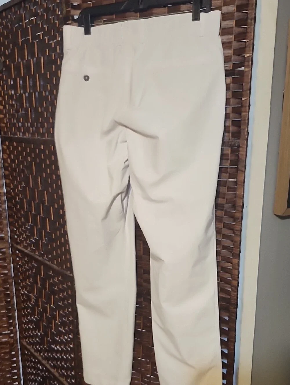 Men's White Elastic-Waist Casual/ Golf Pants